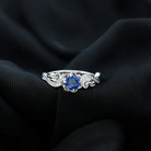 Rosec Jewels-Flower Inspired Created Blue Sapphire and Diamond Engagement Ring