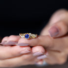 Rosec Jewels-Flower Inspired Created Blue Sapphire and Diamond Engagement Ring