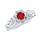 Rosec Jewels-Flower Inspired Created Ruby and Diamond Engagement Ring