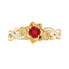 Rosec Jewels-Flower Inspired Created Ruby and Diamond Engagement Ring