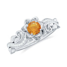 Rosec Jewels-Flower Inspired Orange Sapphire and Diamond Engagement Ring