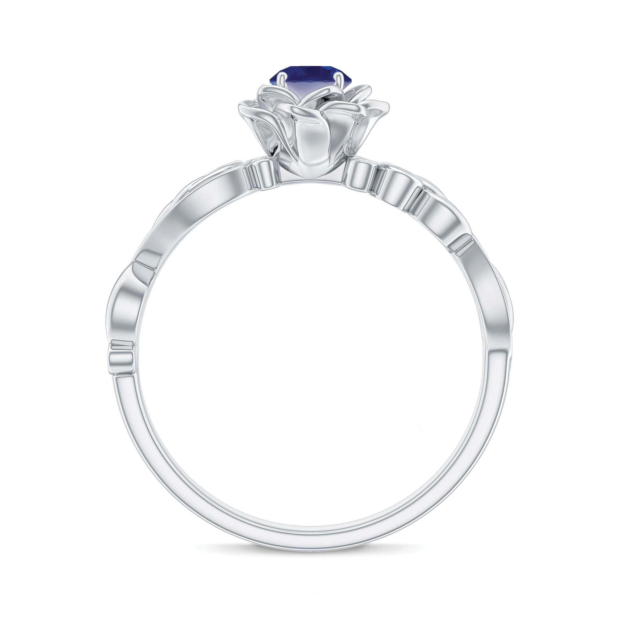 Rosec Jewels-Flower Inspired Blue Sapphire and Diamond Engagement Ring