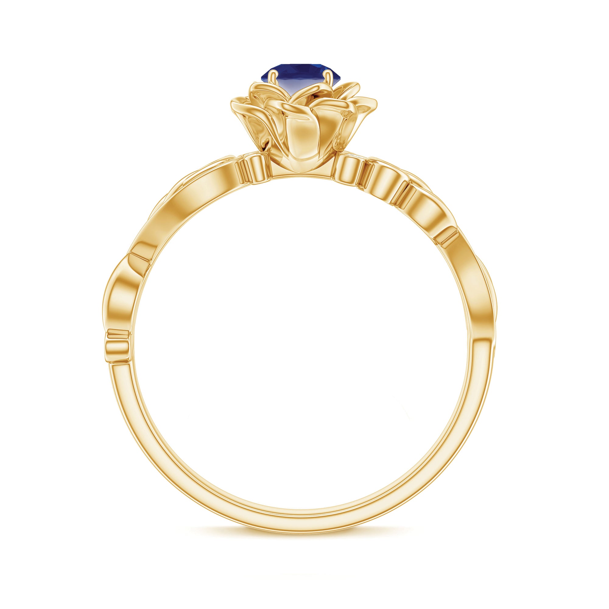 Rosec Jewels-Flower Inspired Blue Sapphire and Diamond Engagement Ring