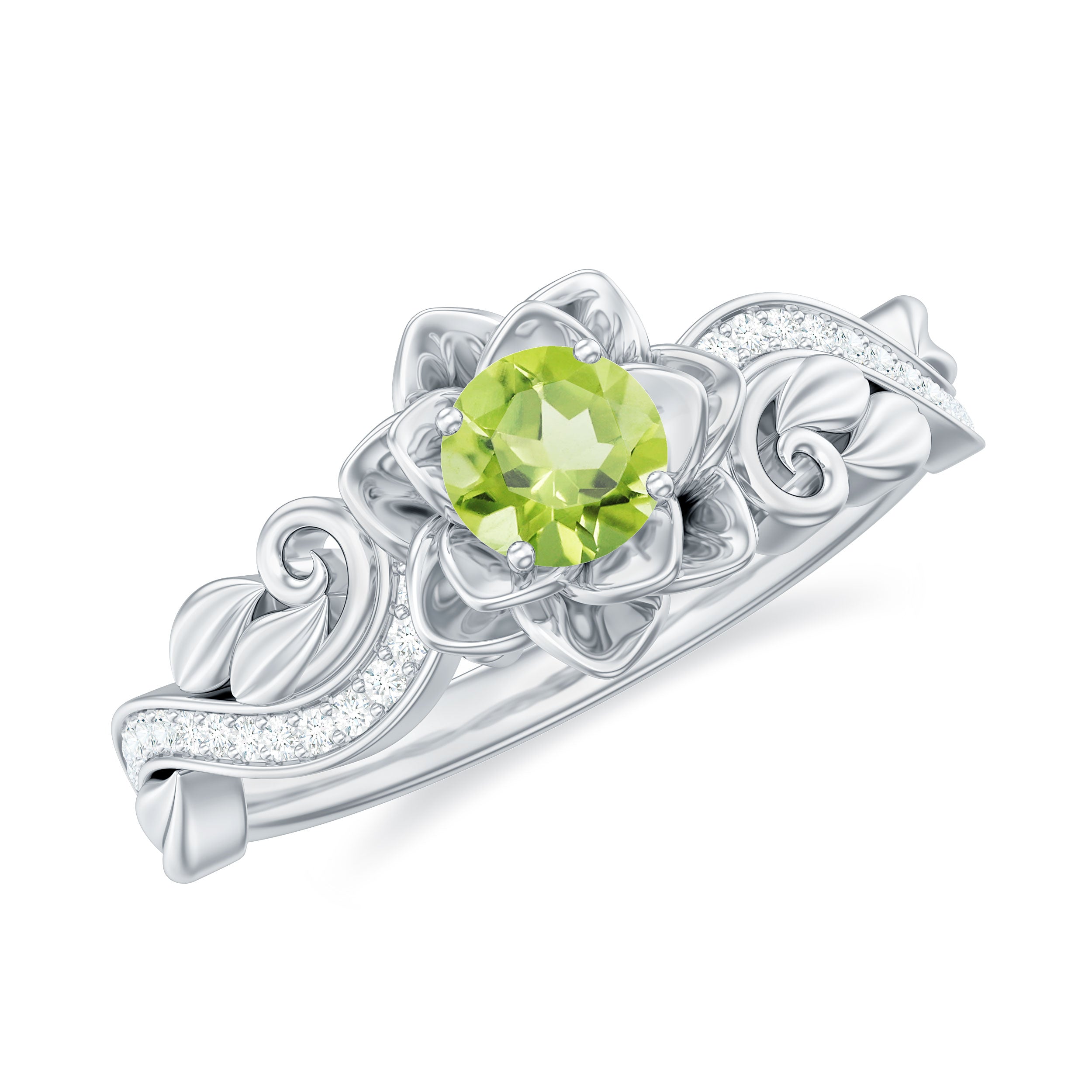 Oval shaped August birthstone ring outlet sterling silver half bezel set peridot cocktail ring