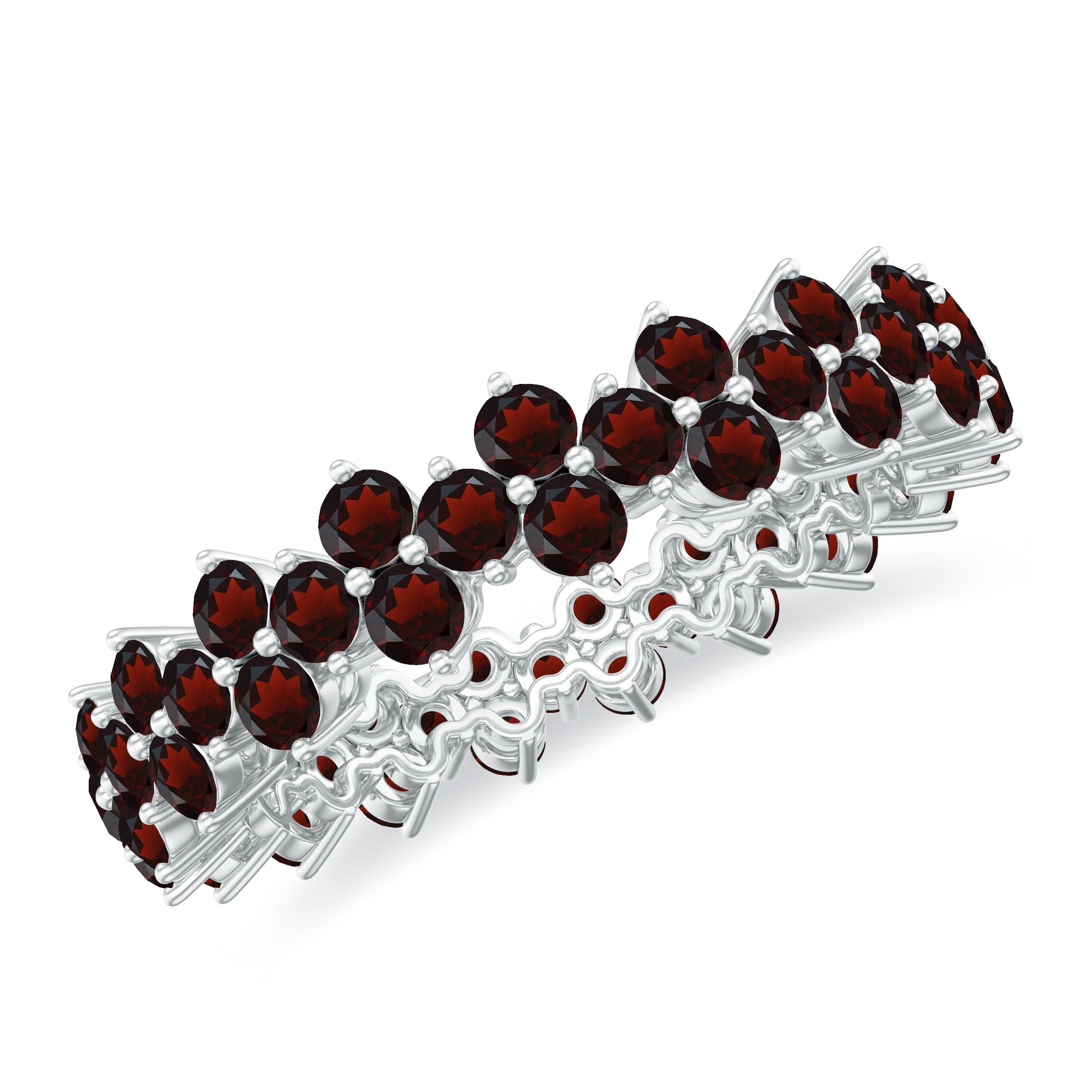 Rosec Jewels-3 CT Garnet Floral Full Eternity Ring