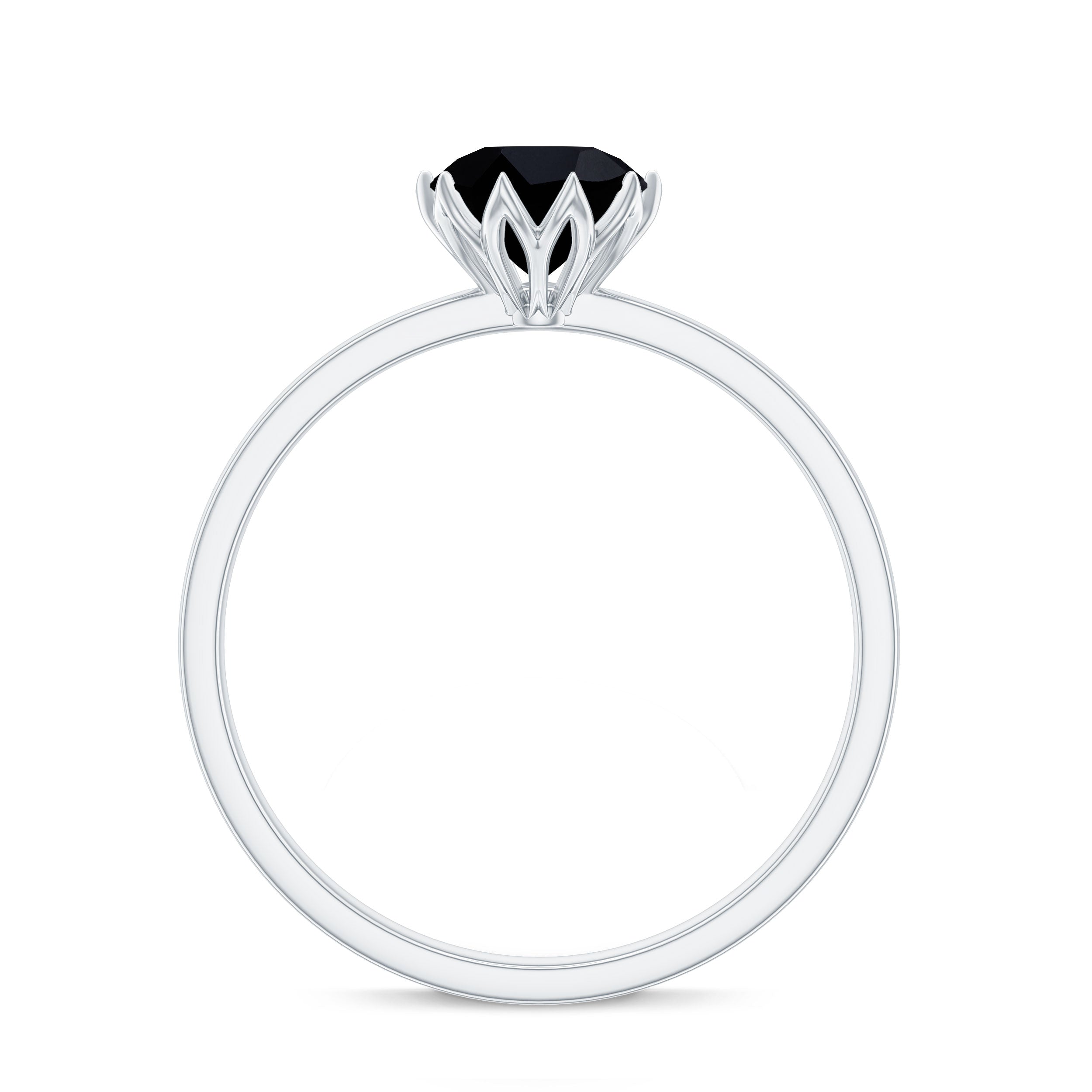 Rosec Jewels-Lab-Created Black Diamond Solitaire Ring in Lotus Basket Setting