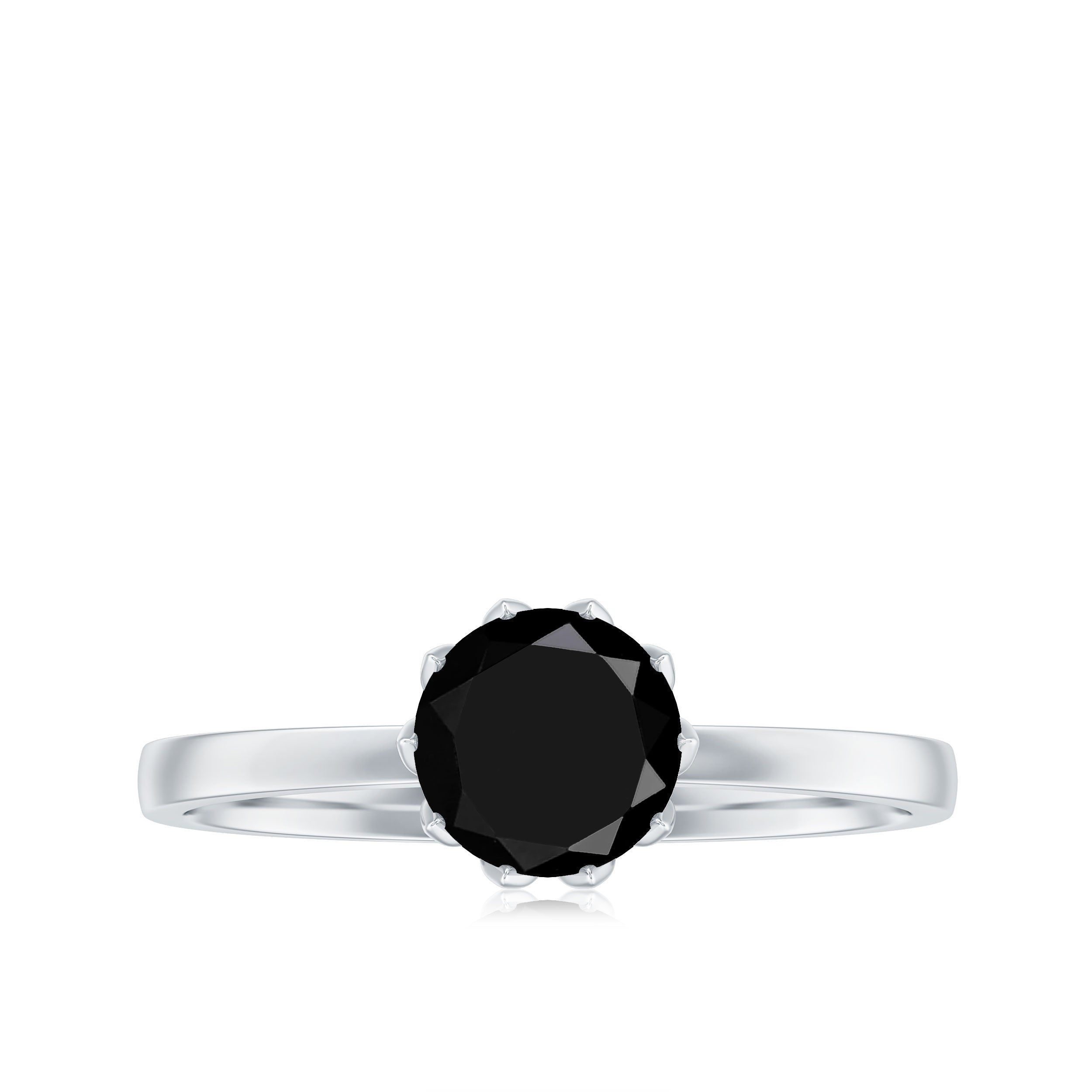 Rosec Jewels-Lab-Created Black Diamond Solitaire Ring in Lotus Basket Setting