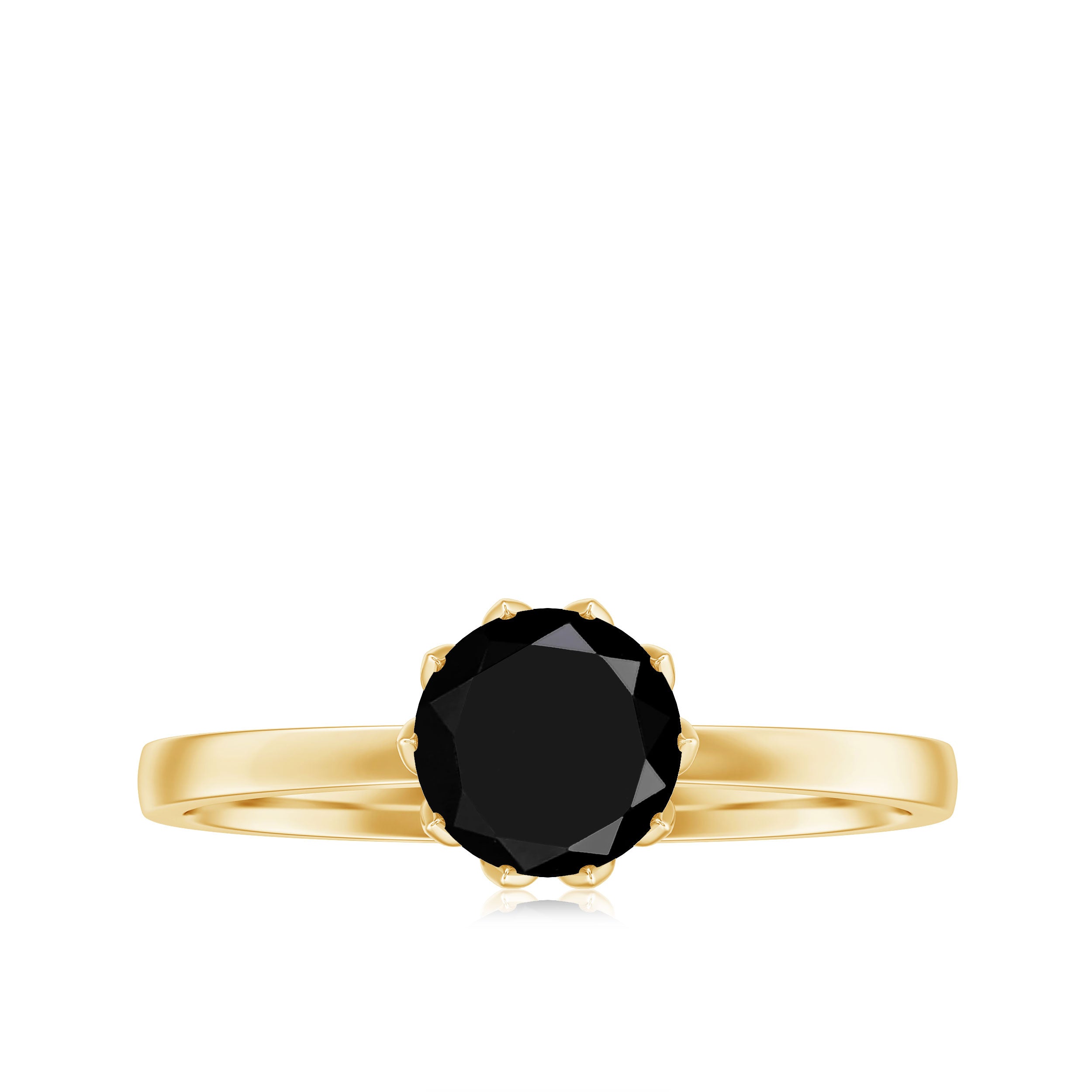 Rosec Jewels-Lab-Created Black Diamond Solitaire Ring in Lotus Basket Setting