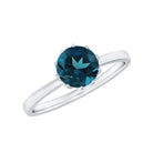 Rosec Jewels-Round Cut London Blue Topaz Solitaire Ring in Lotus Basket Setting