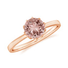 Rosec Jewels-6 MM Round Morganite Solitaire Ring in Lotus Basket Setting