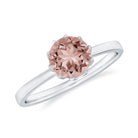 Rosec Jewels-6 MM Round Morganite Solitaire Ring in Lotus Basket Setting