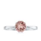 Rosec Jewels-6 MM Round Morganite Solitaire Ring in Lotus Basket Setting