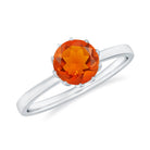 Rosec Jewels-6 MM Round Fire Opal Solitaire Ring in Lotus Basket Setting