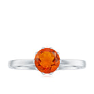 Rosec Jewels-6 MM Round Fire Opal Solitaire Ring in Lotus Basket Setting