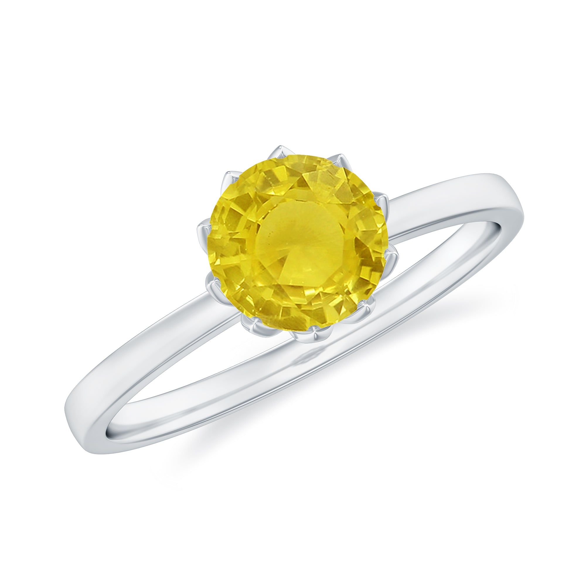 Rosec Jewels-Lotus Basket Set Created Yellow Sapphire Solitaire Ring