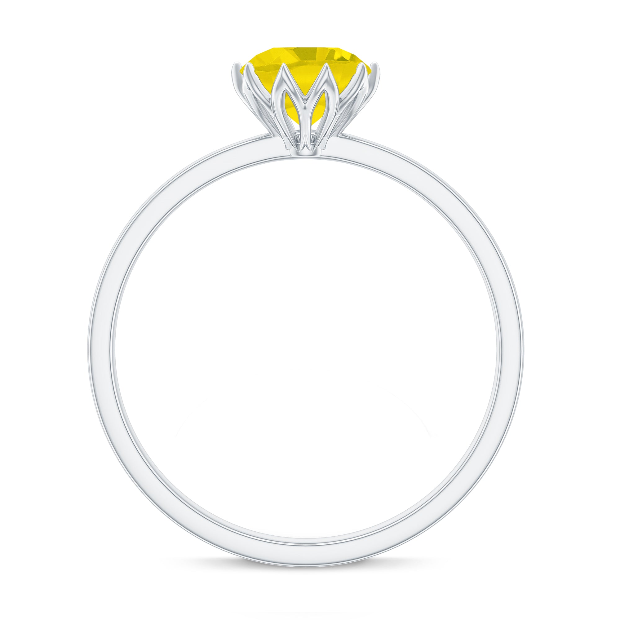 Rosec Jewels-Lotus Basket Set Created Yellow Sapphire Solitaire Ring