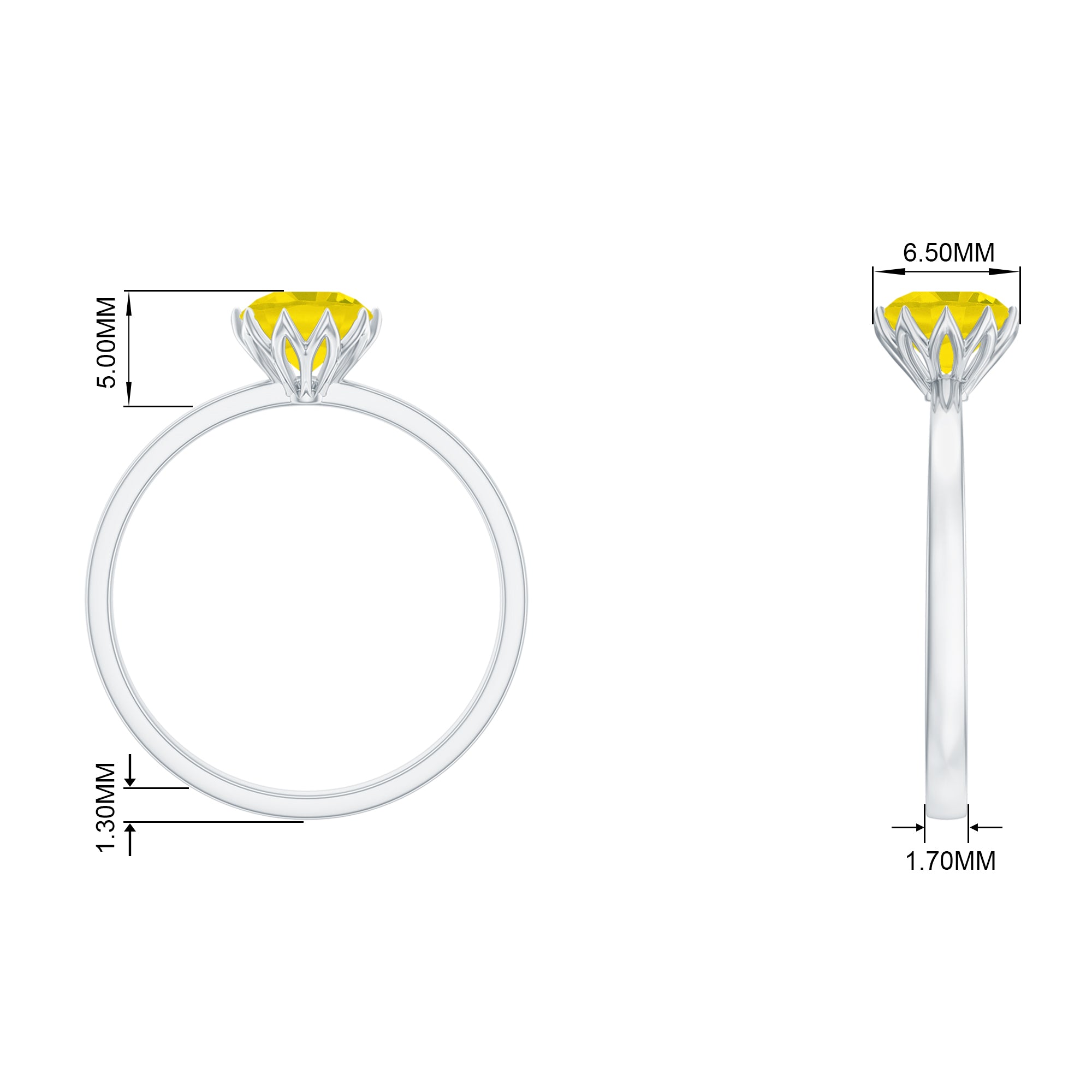 Rosec Jewels-Lotus Basket Set Created Yellow Sapphire Solitaire Ring