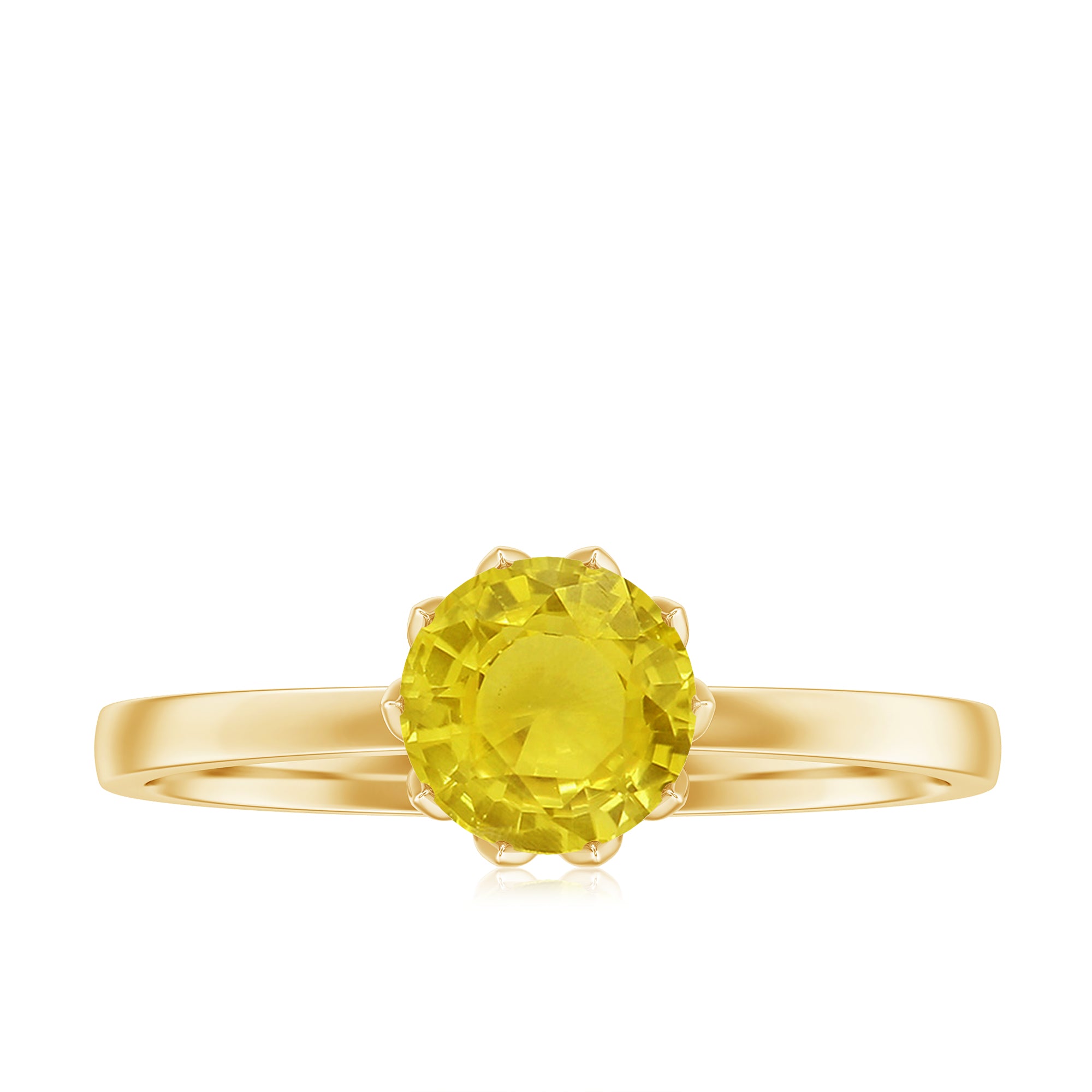 Rosec Jewels-Lotus Basket Set Created Yellow Sapphire Solitaire Ring