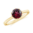 Rosec Jewels-1 CT Real Rhodolite Solitaire Ring in Lotus Basket Setting