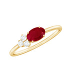 Rosec Jewels-Oval Cut Ruby Promise Ring with Diamond Trio