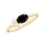 Rosec Jewels-Oval Cut Created Black Diamond Minimal Ring with Diamond Trio