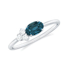 Rosec Jewels-1/2 CT Oval Cut London Blue Topaz Promise Ring with Diamond Trio