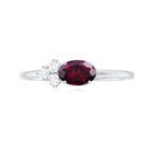 Rosec Jewels-1.25 CT Oval Rhodolite Minimal East West Ring with Diamond Trio