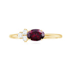 Rosec Jewels-1.25 CT Oval Rhodolite Minimal East West Ring with Diamond Trio