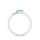 Rosec Jewels-1/2 CT Oval Cut Aquamarine Promise Ring with Diamond Trio