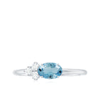 Rosec Jewels-1/2 CT Oval Cut Aquamarine Promise Ring with Diamond Trio