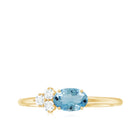 Rosec Jewels-1/2 CT Oval Cut Aquamarine Promise Ring with Diamond Trio