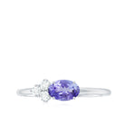 Rosec Jewels-Oval Tanzanite Minimal East West Ring with Diamond Trio