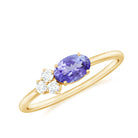 Rosec Jewels-Oval Tanzanite Minimal East West Ring with Diamond Trio