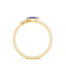 Rosec Jewels-Oval Tanzanite Minimal East West Ring with Diamond Trio