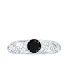 Rosec Jewels-1 CT Vintage Style Created Black Diamond Engagement Ring with Diamond