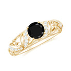 Rosec Jewels-1 CT Vintage Style Created Black Diamond Engagement Ring with Diamond