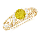 Rosec Jewels-Vintage Style Yellow Sapphire Engagement Ring with Diamond