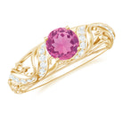 Rosec Jewels-3/4 CT Vintage Style Pink Tourmaline Engagement Ring with Diamond