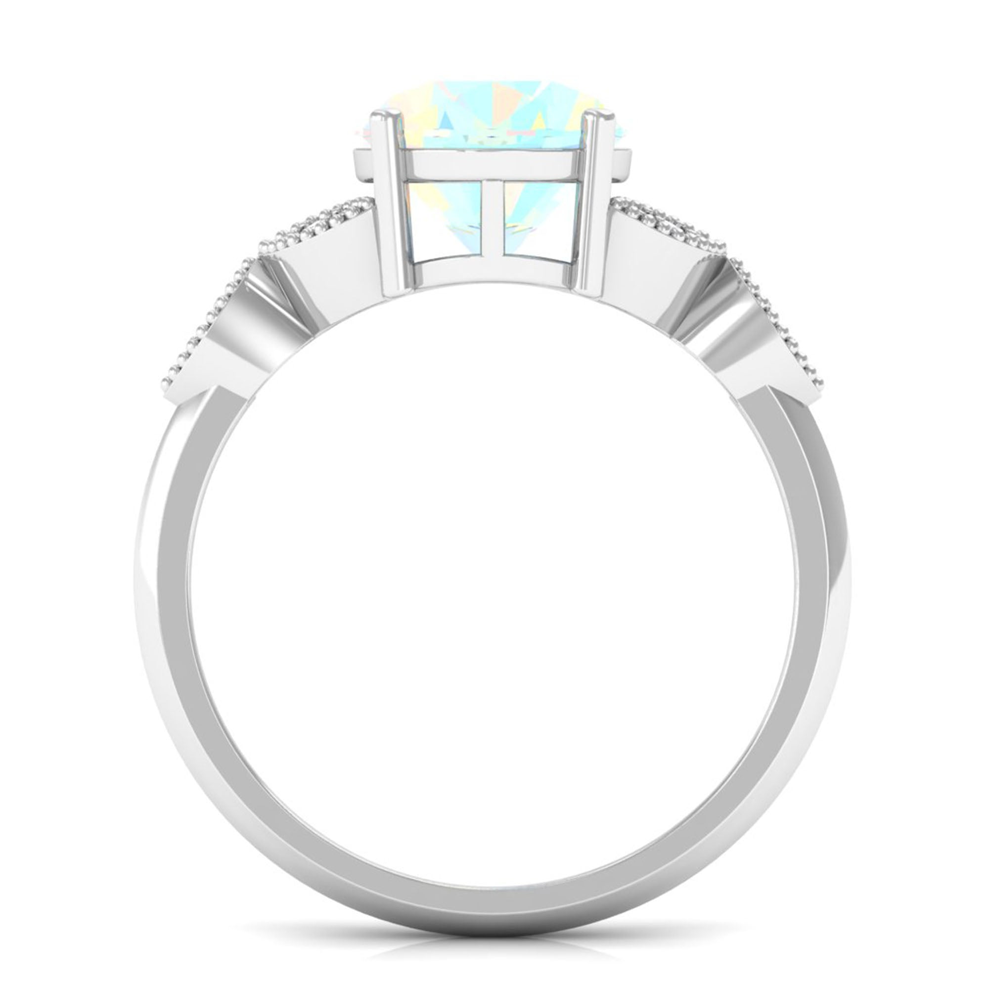 Rosec Jewels-Vintage Inspired Oval Opal Engagement Ring with Diamond