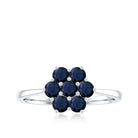 1 CT Round Shape Blue Sapphire Cluster Flower Ring Blue Sapphire - ( AAA ) - Quality - Rosec Jewels