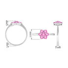 1 CT Round Shape Pink Sapphire Cluster Flower Ring Pink Sapphire - ( AAA ) - Quality - Rosec Jewels