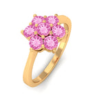 1 CT Round Shape Pink Sapphire Cluster Flower Ring Pink Sapphire - ( AAA ) - Quality - Rosec Jewels