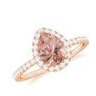 Rosec Jewels-Pear Shaped Morganite Halo Engagement Ring with Diamond