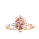 Rosec Jewels-Pear Shaped Morganite Halo Engagement Ring with Diamond