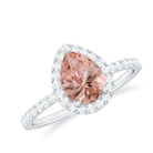 Rosec Jewels-Pear Shaped Morganite Halo Engagement Ring with Diamond