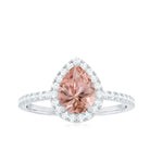 Rosec Jewels-Pear Shaped Morganite Halo Engagement Ring with Diamond