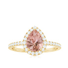 Rosec Jewels-Pear Shaped Morganite Halo Engagement Ring with Diamond