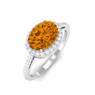 Rosec Jewels-Oval Cut Citrine East West Engagement Ring with Diamond Halo