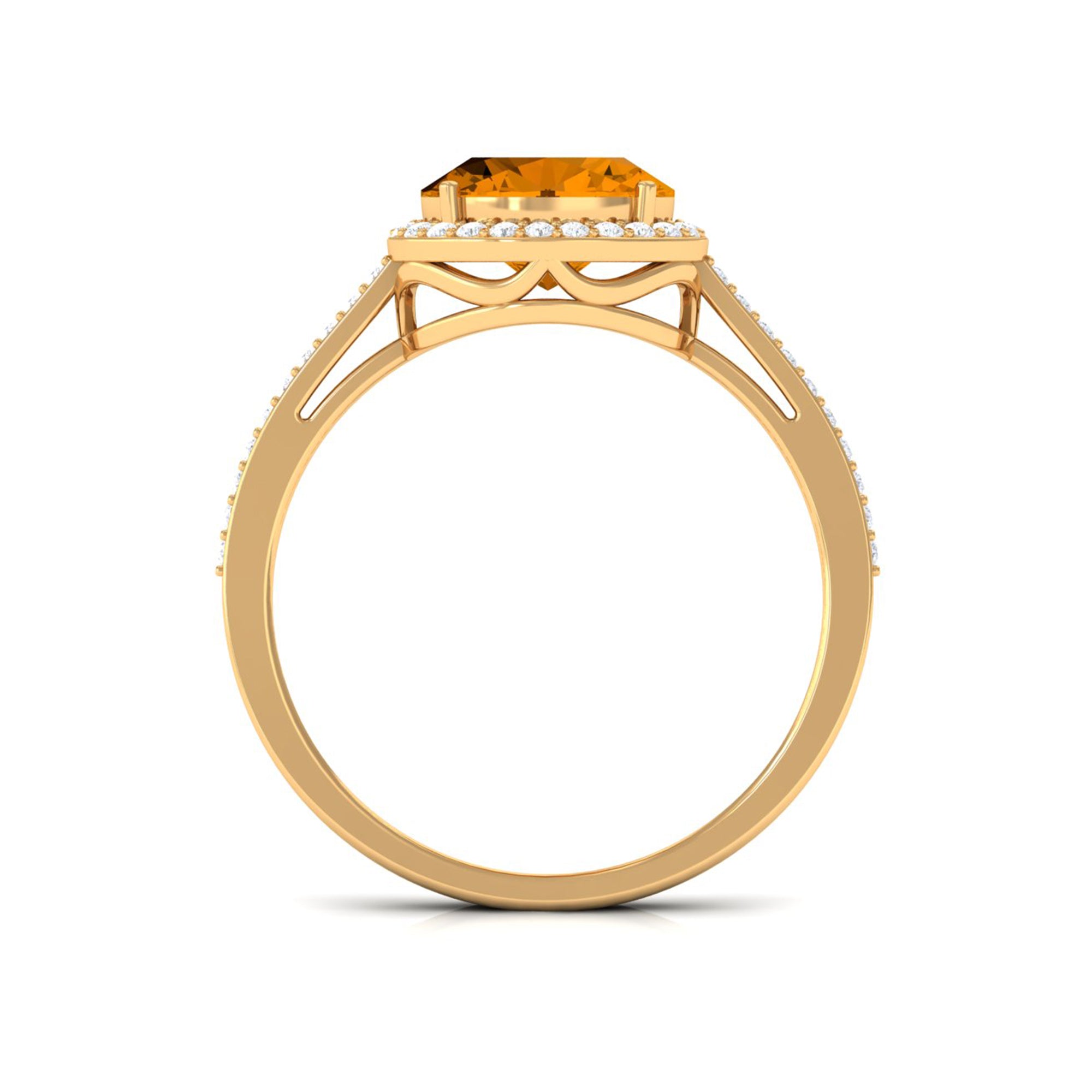 Rosec Jewels-Oval Cut Citrine East West Engagement Ring with Diamond Halo