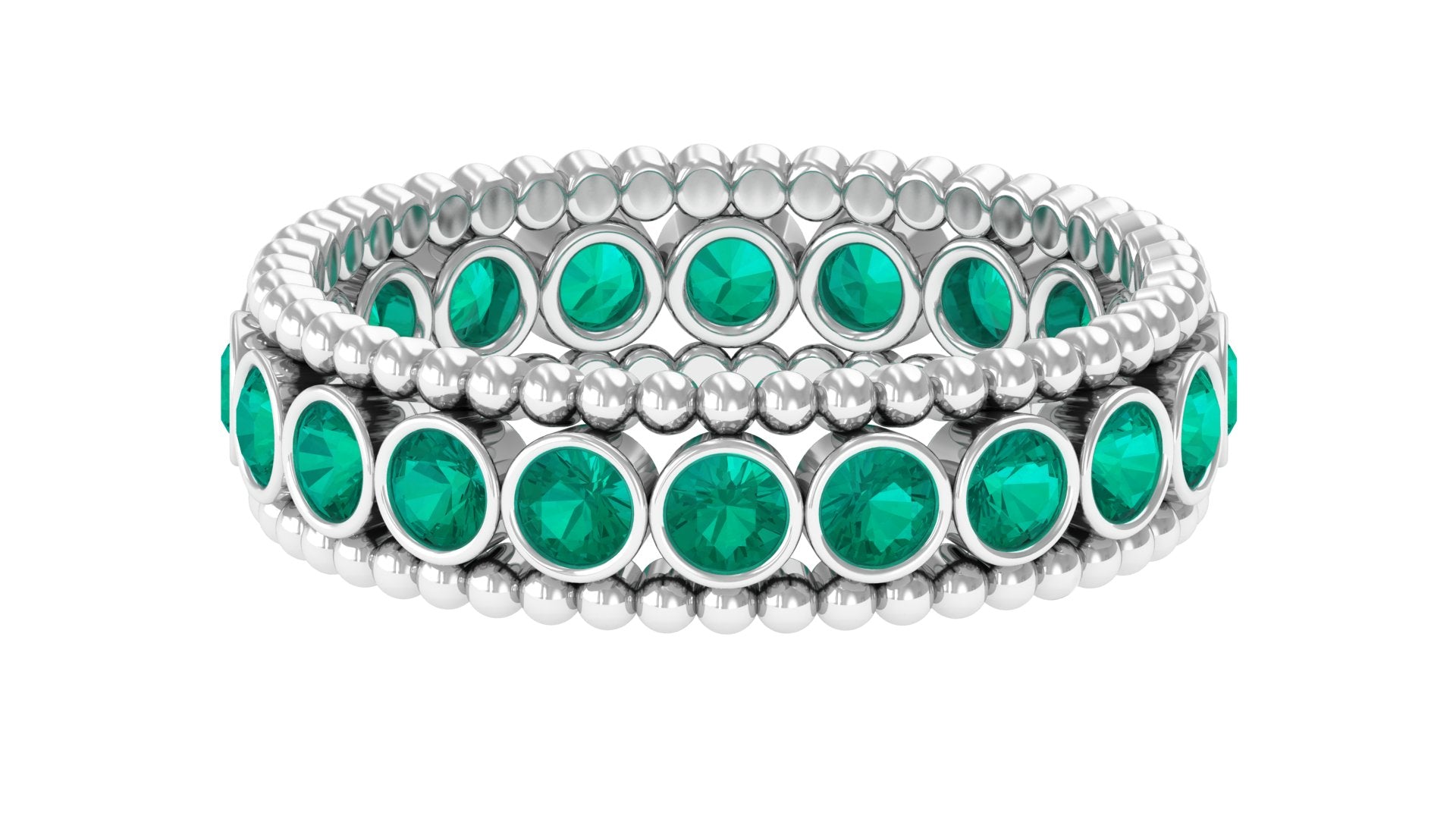 Rosec Jewels-Natural Emerald Full Eternity Band Ring with Beaded Details